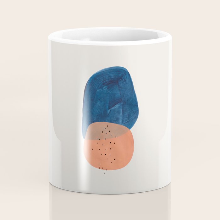 'Twins' Minimalist Modern Mid Century Colorful Navy Blue Tan Shapes by Ejaaz Haniff Coffee Mug Gallery Image 4