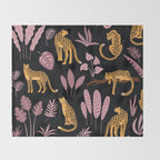 Beautiful Leopard & Pink Leaf Pattern Throw Blanket Gallery Image 2