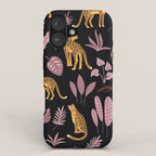 Beautiful Leopard & Pink Leaf Pattern iPhone Case Gallery Image 1