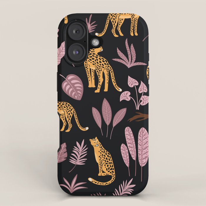 Beautiful Leopard & Pink Leaf Pattern iPhone Case Gallery Image 1