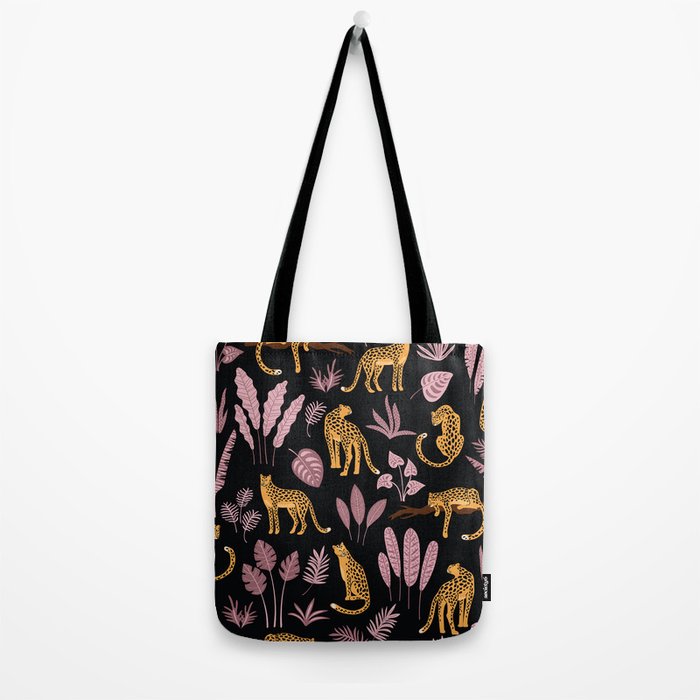 Beautiful Leopard & Pink Leaf Pattern Tote Bag Gallery Image 2