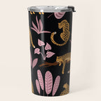 Beautiful Leopard & Pink Leaf Pattern Travel Mug Gallery Image 2