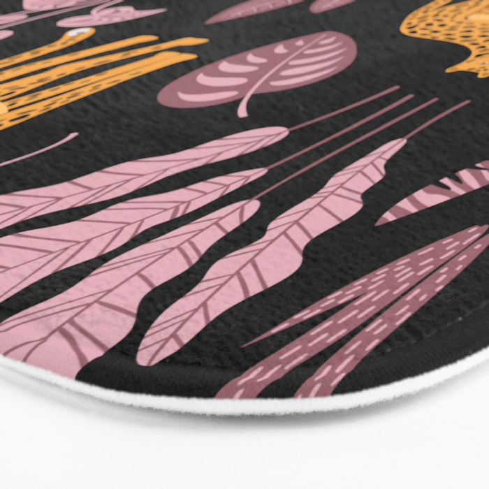 Beautiful Leopard & Pink Leaf Pattern Bath Mat Gallery Image 3