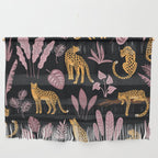 Beautiful Leopard & Pink Leaf Pattern Wall Hanging Gallery Image 1