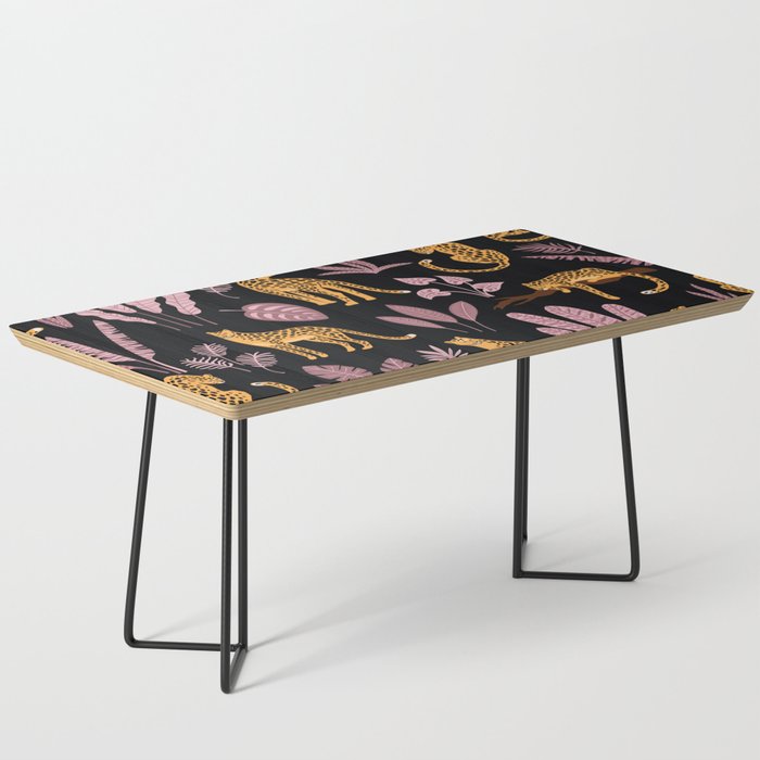 Beautiful Leopard & Pink Leaf Pattern Coffee Table Gallery Image 1