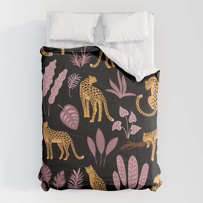 Beautiful Leopard & Pink Leaf Pattern Comforter Gallery Image 6