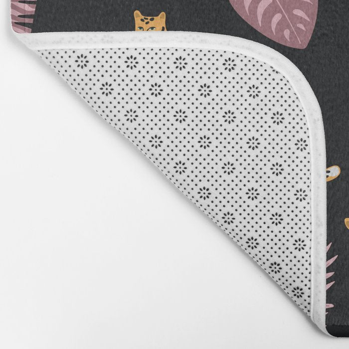 Beautiful Leopard & Pink Leaf Pattern Bath Mat Gallery Image 2