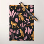 Beautiful Leopard & Pink Leaf Pattern Wrapping Paper Gallery Image 1