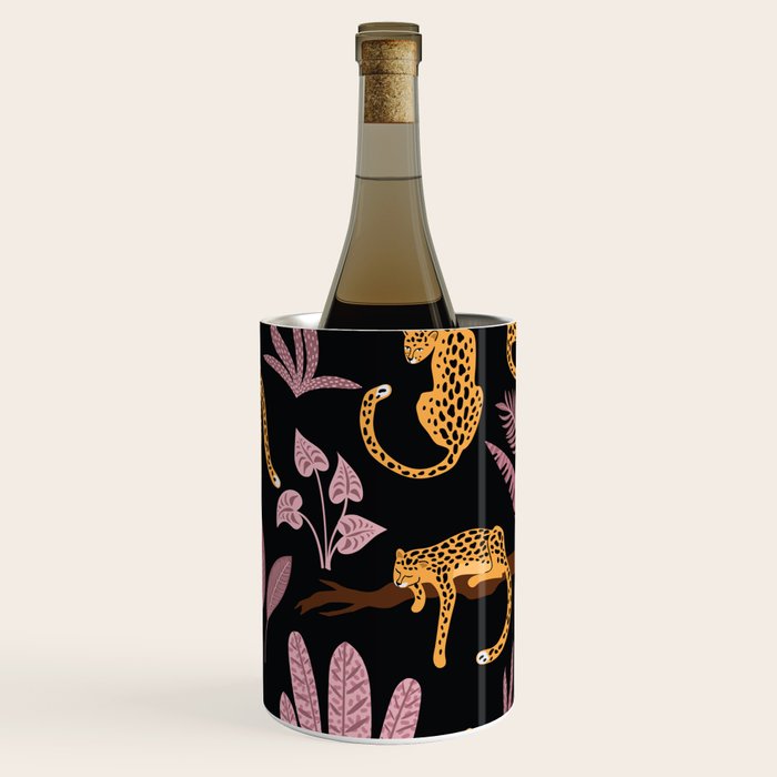 Beautiful Leopard & Pink Leaf Pattern Wine Chiller Gallery Image 3