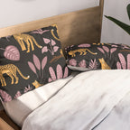Beautiful Leopard & Pink Leaf Pattern Pillow Sham Gallery Image 2
