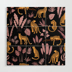 Beautiful Leopard & Pink Leaf Pattern Wood Wall Art Gallery Image 1