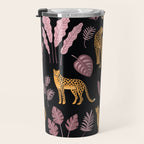 Beautiful Leopard & Pink Leaf Pattern Travel Mug Gallery Image 3