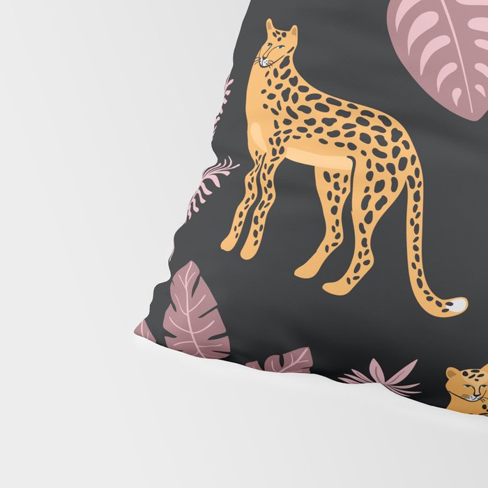 Beautiful Leopard & Pink Leaf Pattern Pillow Sham Gallery Image 4