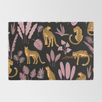 Beautiful Leopard & Pink Leaf Pattern Rug Gallery Image 2