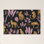 Beautiful Leopard & Pink Leaf Pattern Welcome Mat Gallery Image 1