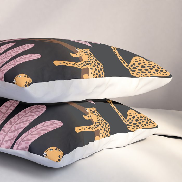 Beautiful Leopard & Pink Leaf Pattern Pillow Sham Gallery Image 3