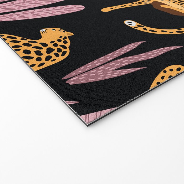 Beautiful Leopard & Pink Leaf Pattern Welcome Mat Gallery Image 2