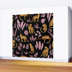 Beautiful Leopard & Pink Leaf Pattern Wall Mural Gallery Image 2