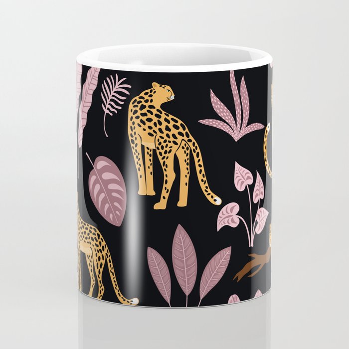 Beautiful Leopard & Pink Leaf Pattern Coffee Mug Gallery Image 4