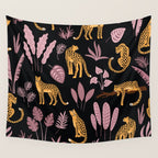 Beautiful Leopard & Pink Leaf Pattern Wall Tapestry Gallery Image 4