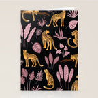 Beautiful Leopard & Pink Leaf Pattern Stationery Card Gallery Image 2