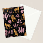 Beautiful Leopard & Pink Leaf Pattern Stationery Card Gallery Image 2