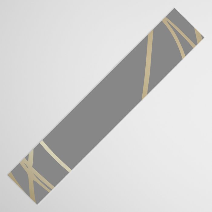 Gold and Gray Circles and Swirls Striped Abstract Pattern Table Runner Gallery Image 3