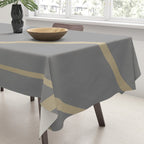 Gold and Gray Circles and Swirls Striped Abstract Pattern Tablecloth Gallery Image 3