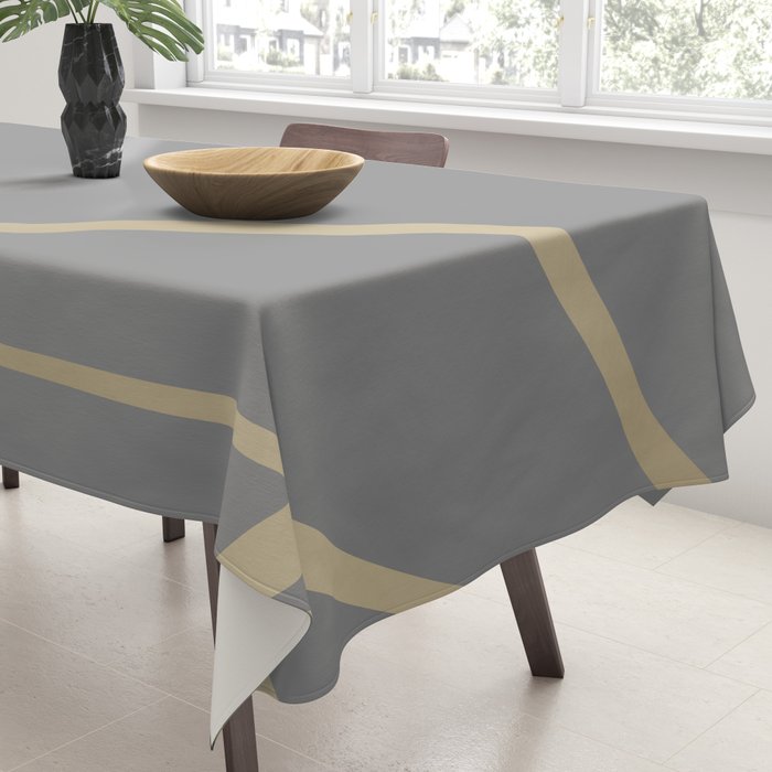 Gold and Gray Circles and Swirls Striped Abstract Pattern Tablecloth Gallery Image 3