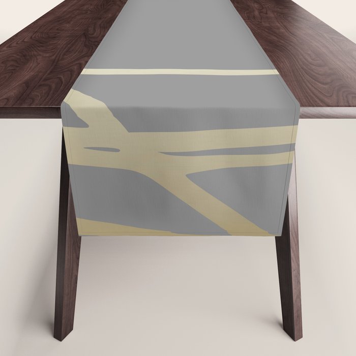Gold and Gray Circles and Swirls Striped Abstract Pattern Table Runner Gallery Image 1