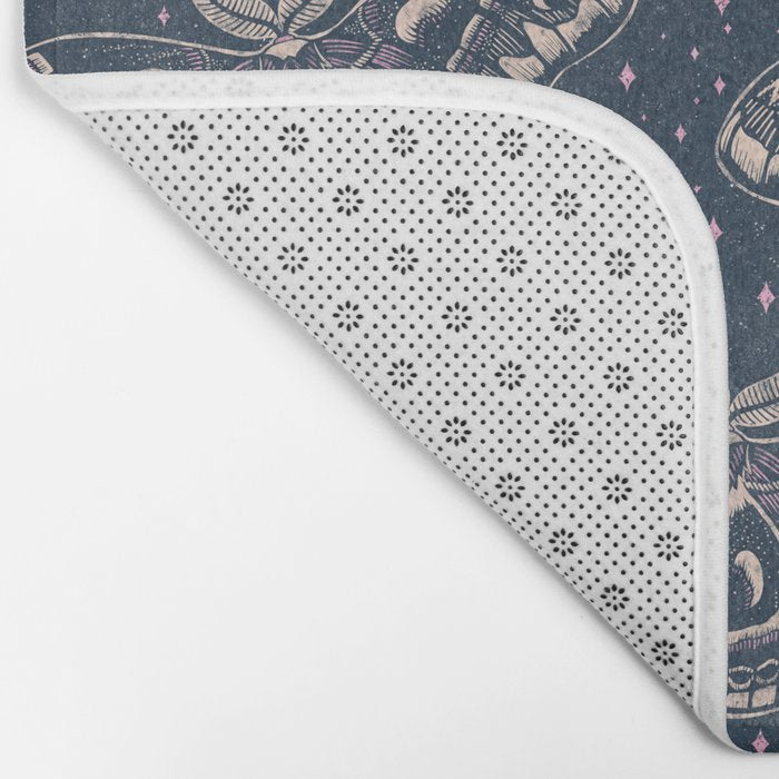 Celestial Cecropia - midnight blue and orchid  Bath Mat Gallery Image 2