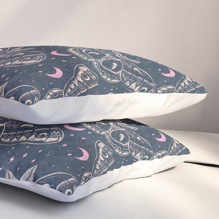 Celestial Cecropia - midnight blue and orchid  Pillow Sham Gallery Image 3