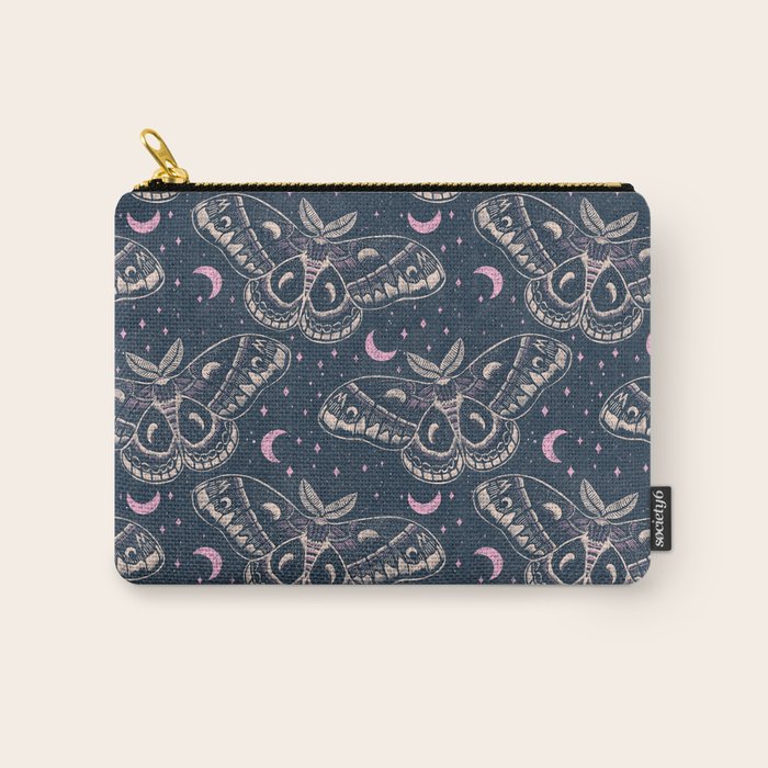 Celestial Cecropia - midnight blue and orchid  Carry All Pouch Gallery Image 1