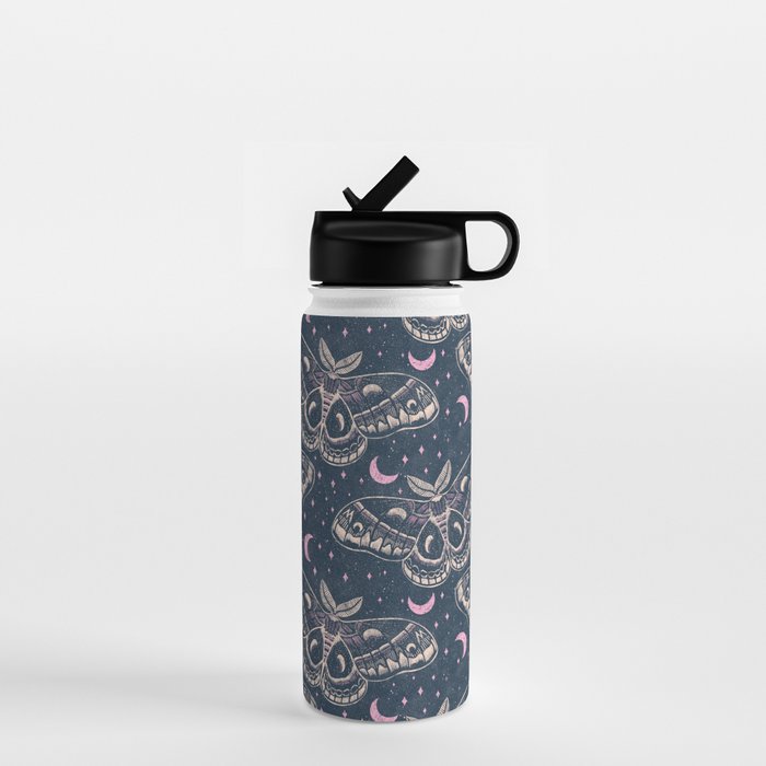 Celestial Cecropia - midnight blue and orchid  Water Bottle Gallery Image 1