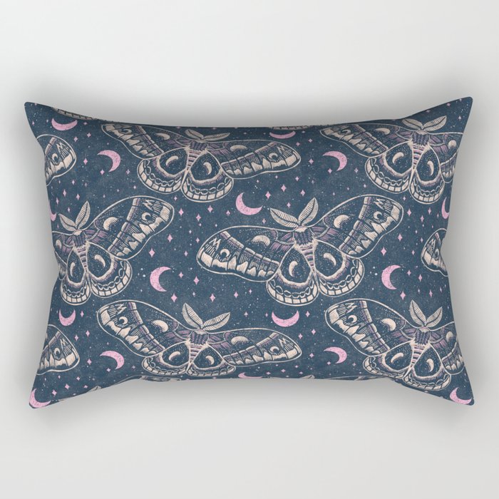 Celestial Cecropia - midnight blue and orchid  Rectangular Pillow Gallery Image 2