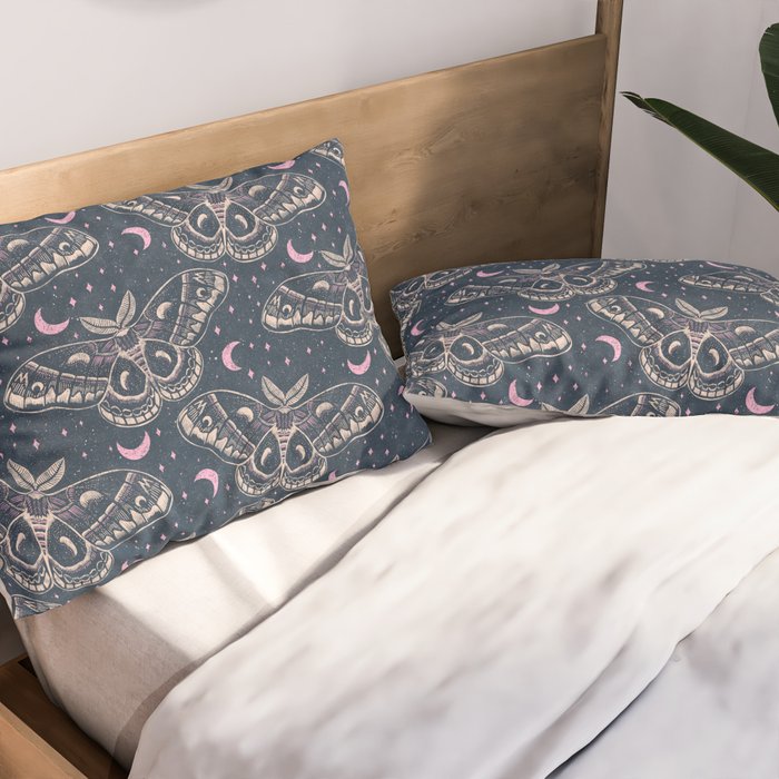 Celestial Cecropia - midnight blue and orchid  Pillow Sham Gallery Image 2