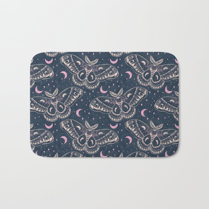 Celestial Cecropia - midnight blue and orchid  Bath Mat Gallery Image 1