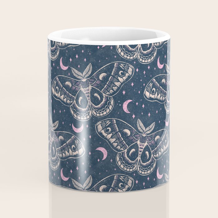 Celestial Cecropia - midnight blue and orchid  Coffee Mug Gallery Image 4