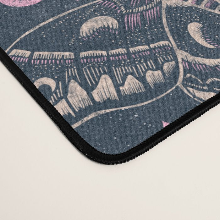 Celestial Cecropia - midnight blue and orchid  Desk Mat Gallery Image 4