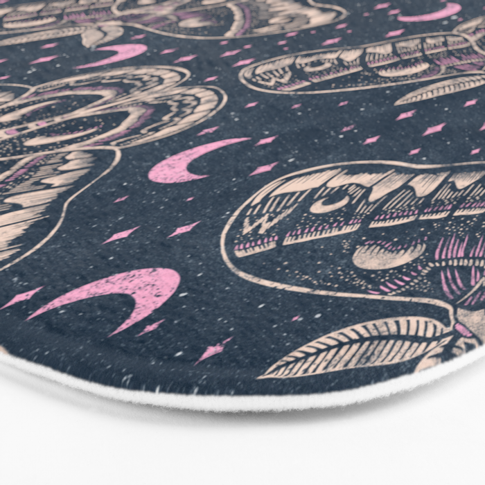Celestial Cecropia - midnight blue and orchid  Bath Mat Gallery Image 3