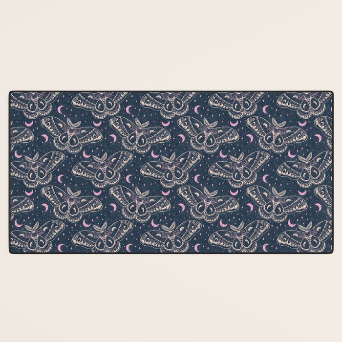 Celestial Cecropia - midnight blue and orchid  Desk Mat Gallery Image 3