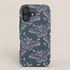 Celestial Cecropia - midnight blue and orchid  iPhone Case Gallery Image 1