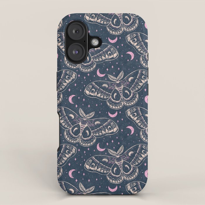 Celestial Cecropia - midnight blue and orchid  iPhone Case Gallery Image 1