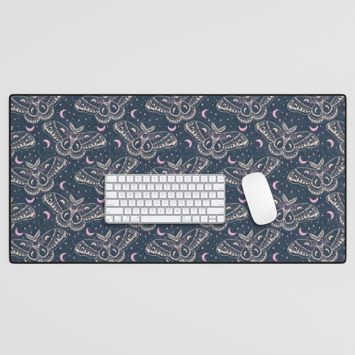 Celestial Cecropia - midnight blue and orchid  Desk Mat Gallery Image 1