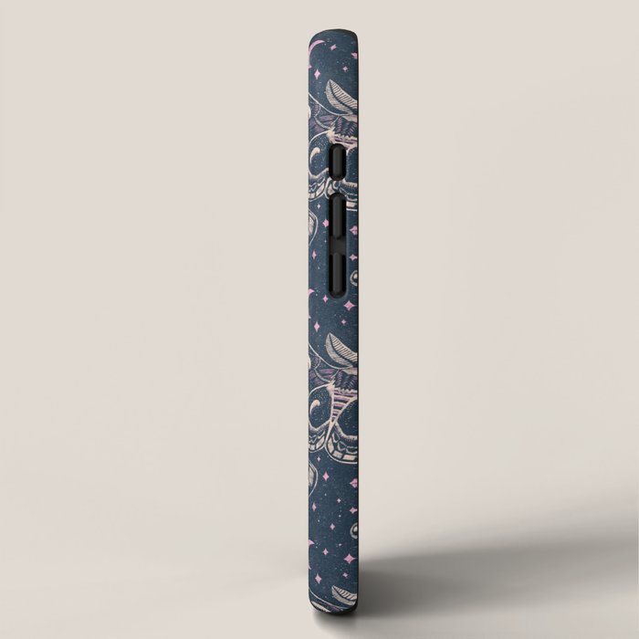 Celestial Cecropia - midnight blue and orchid  iPhone Case Gallery Image 2