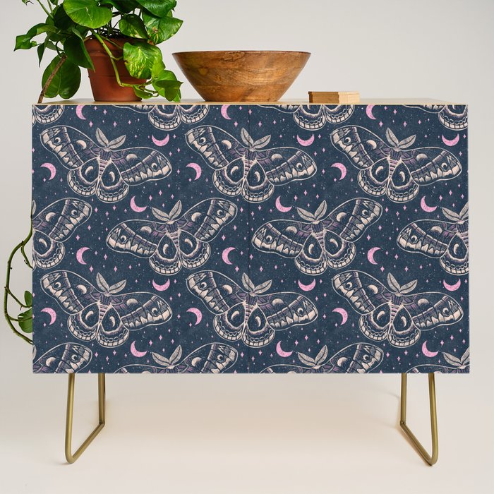 Celestial Cecropia - midnight blue and orchid  Credenza Gallery Image 1
