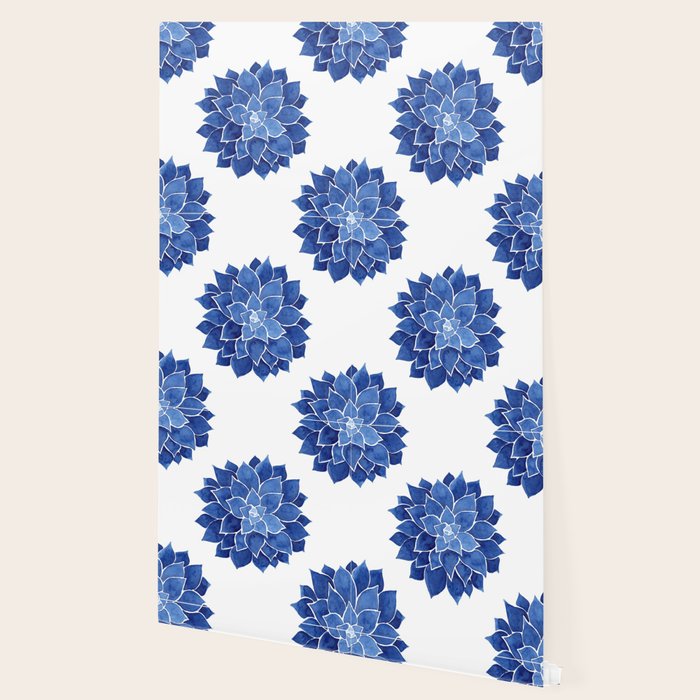 Indigo Succulent |  Watercolor Painting Wallpaper Gallery Image 2