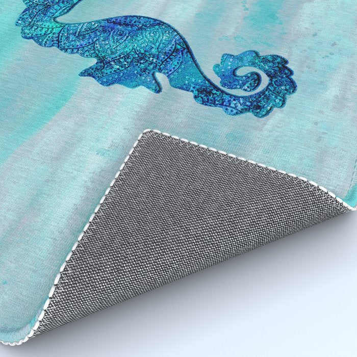 Blue Seahorse Couple Underwater Rug Gallery Image 4