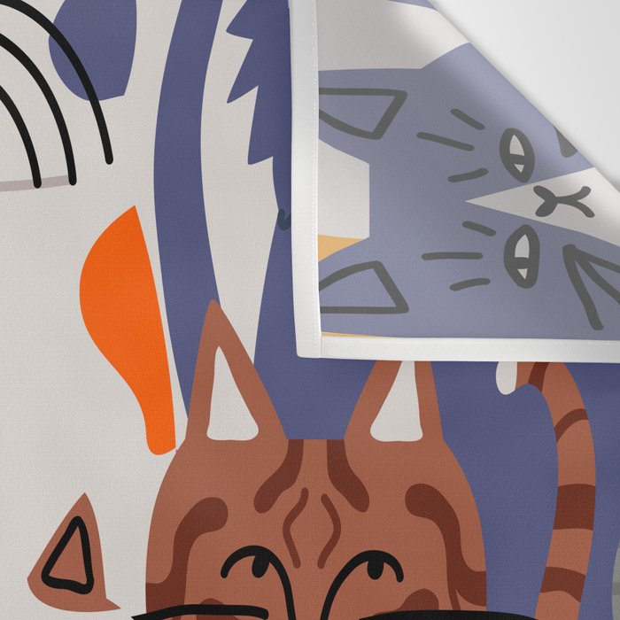 Funny diverse cat crowd character cartoon background Wall Tapestry Gallery Image 3