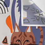 Funny diverse cat crowd character cartoon background Wall Tapestry Gallery Image 3